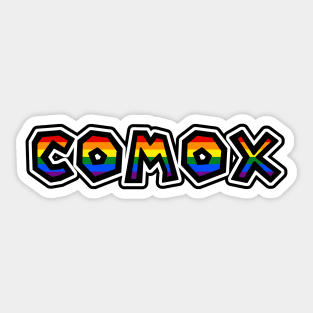 Town of Comox BC - LGBTQ - Rainbow Pride Flag Colours - Loud and Proud Text - Comox Sticker